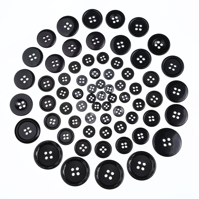 Bememo 400 Pcs Black Buttons for Crafts 2 and 4 Holes Assorted 7 Sizes Sewing Buttons Bulk with Storage Box for Clothes DIY Crafts Coats Shirts Pants Shorts - Image 3